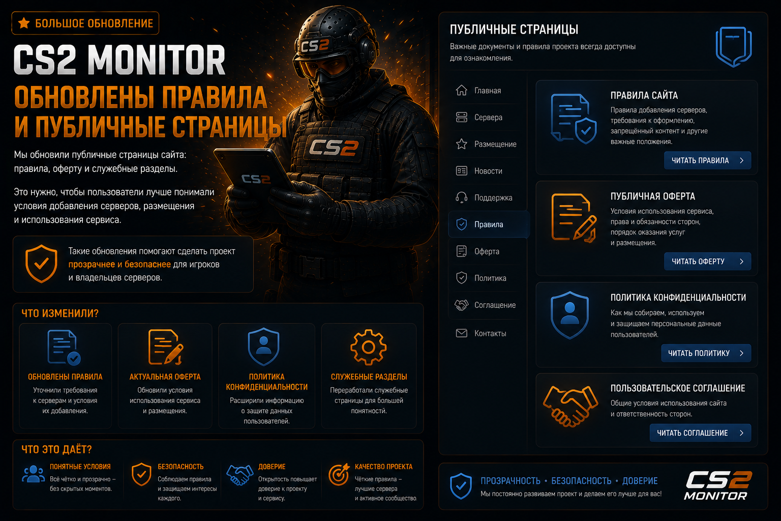Обновлены правила и публичные страницы